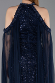Long Navy Blue Beaded Evening Dress ABU6117