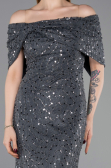 Long Anthracite Dantelle Prom Gown ABU6119