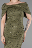 Long Olive Drab Dantelle Prom Gown ABU6119