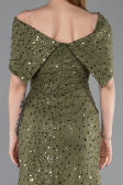 Long Olive Drab Dantelle Prom Gown ABU6119