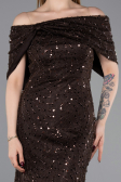 Long Dark Brown Dantelle Prom Gown ABU6119