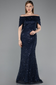Long Navy Blue Dantelle Prom Gown ABU6119