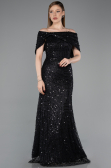 Long Black Dantelle Prom Gown ABU6119