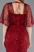Long Burgundy Beaded Evening Dress ABU5718