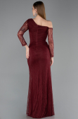 Burgundy Long Dantelle Evening Dress ABU5618