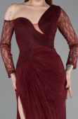Burgundy Long Dantelle Evening Dress ABU5618