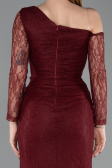 Burgundy Long Dantelle Evening Dress ABU5618