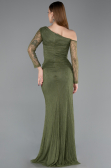 Olive Drab Long Dantelle Evening Dress ABU5618