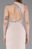Long Beige Mermaid Evening Gown ABU6128