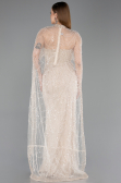 Gold Strapless Shawl Stoned Long Evening Gown ABU4517
