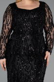Long Black Scaly Formal Plus Size Dress ABU5937