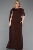 Brown Long Chiffon Plus Size Evening Dress ABU5419