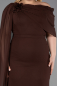 Brown Long Chiffon Plus Size Evening Dress ABU5419