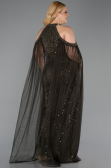 Long Olive Drab Beaded Plus Size Evening Dress ABU6118