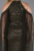 Long Olive Drab Beaded Plus Size Evening Dress ABU6118