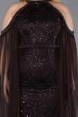 Long Brown Beaded Plus Size Evening Dress ABU6118
