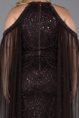 Long Brown Beaded Plus Size Evening Dress ABU6118