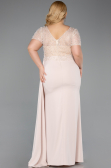 Long Beige Dantelle Plus Size Evening Dress ABU6102