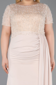 Long Beige Dantelle Plus Size Evening Dress ABU6102
