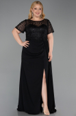 Long Black Dantelle Plus Size Evening Dress ABU6102