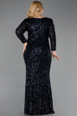 Long Navy Blue Scaly Plus Size Evening Dress ABU6074