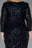 Long Navy Blue Scaly Plus Size Evening Dress ABU6074