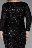 Long Black Scaly Plus Size Evening Dress ABU6074