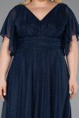Midi Navy Blue Plus Size Cocktail Dress ABK2622