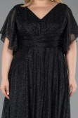 Midi Black-Silver Plus Size Cocktail Dress ABK2622