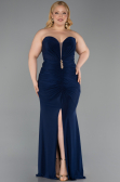 Long Navy Blue Plus Size Evening Gown ABU6097