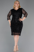 Black Midi Scaly Plus Size Cocktail Dress ABK2546