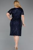 Midi Navy Blue Scaly Plus Size Cocktail Dress ABK2621