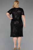 Midi Black Scaly Plus Size Cocktail Dress ABK2621