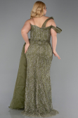 Long Olive Drab Plus Size Evening Dress ABU5844