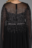 Long Black Chiffon Plus Size Evening Gown ABU6095
