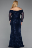 Long Navy Blue Scaly Formal Plus Size Dress ABU6137
