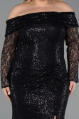 Long Black Scaly Formal Plus Size Dress ABU6137