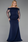 Long Navy Blue Formal Plus Size Dress ABU6103