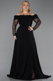 Long Black Plus Size Evening Dress ABU6135