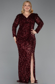 Long Burgundy Scaly Plus Size Evening Dress ABU6074