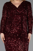 Long Burgundy Scaly Plus Size Evening Dress ABU6074