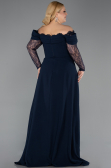 Long Navy Blue Plus Size Evening Dress ABU6135