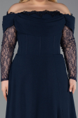Long Navy Blue Plus Size Evening Dress ABU6135