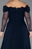 Long Navy Blue Plus Size Evening Dress ABU6135