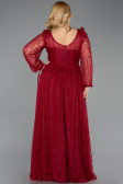 Long Burgundy Dantelle Formal Plus Size Dress ABU6131