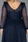 Long Navy Blue Dantelle Formal Plus Size Dress ABU6131