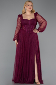 Long Cherry Colored Dantelle Formal Plus Size Dress ABU6131