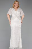 Long Beige Beaded Plus Size Evening Gown ABU6129