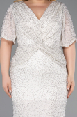 Long Beige Beaded Plus Size Evening Gown ABU6129