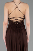 Long Brown Satin Prom Gown ABU6152